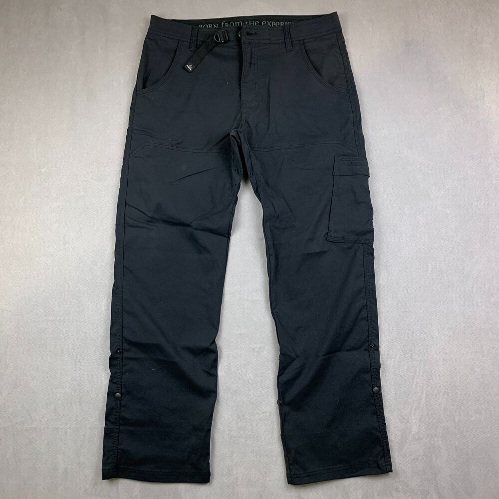 Prana Men Pants 32 Black Cargo Stretch Zion Straight Belted Outdoor Hiking 32x30
